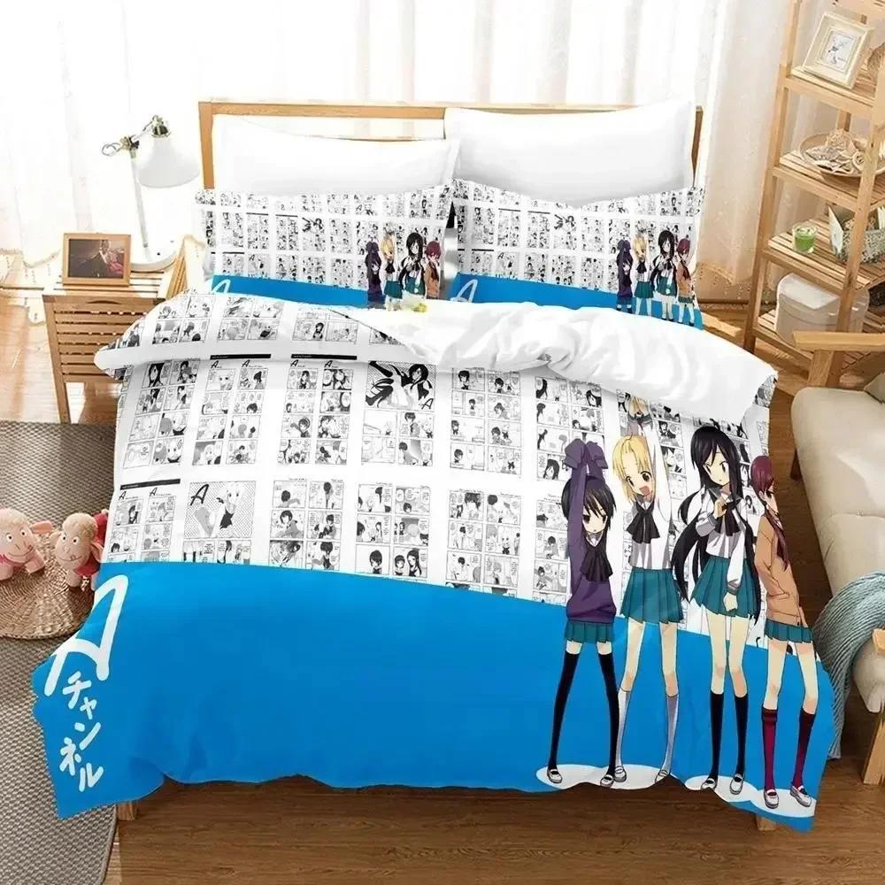 Anime A Channel Bedding Set Printed Bed Set With Pillowcase Duvet Cover Soft Queen King Size Bedclothes Home Adult Kid Bedroom
