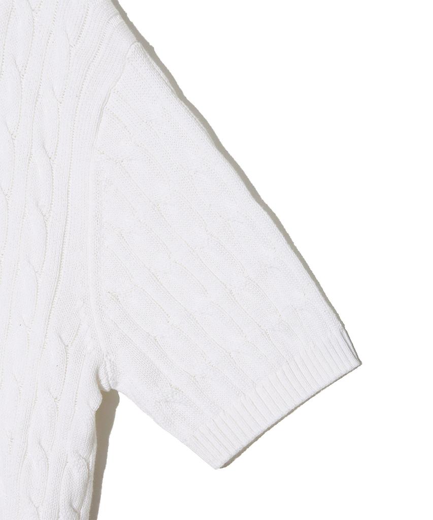 LEE Round Neck Cable Short Sleeve Knit White