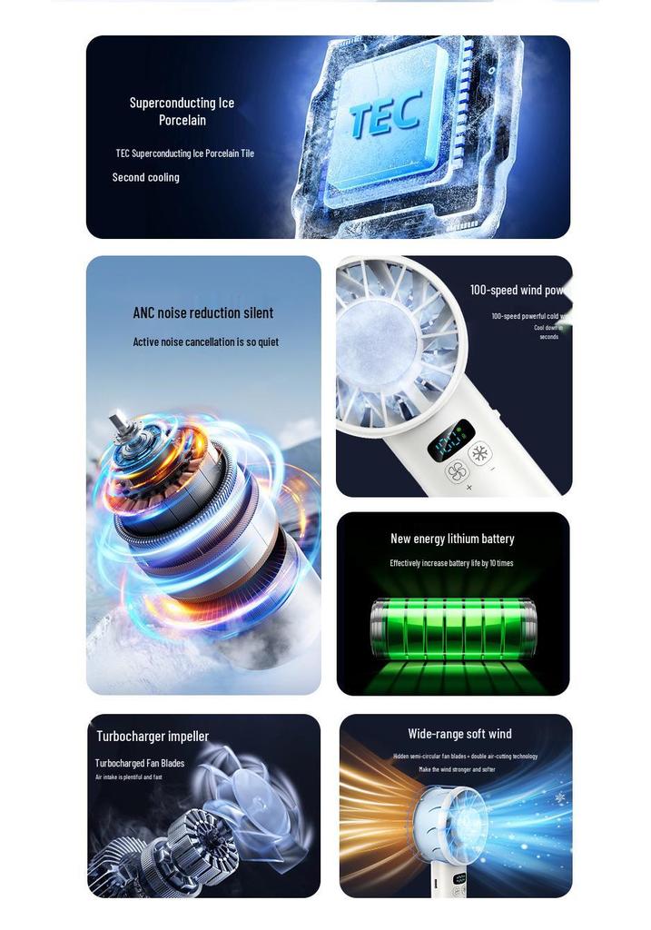 2025 Portable High-Speed USB Cooling Fan: Handheld, 100 Speeds, Ideal for Outdoor Use