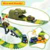 Dinosaur World Race Track Toys - 216pcs Flexible Track Playset with 1 Dinosaur Car, 1 Race Car, 6 Dino Toys, for Kids 3 4 5 6 Year & Up Old (Boys and