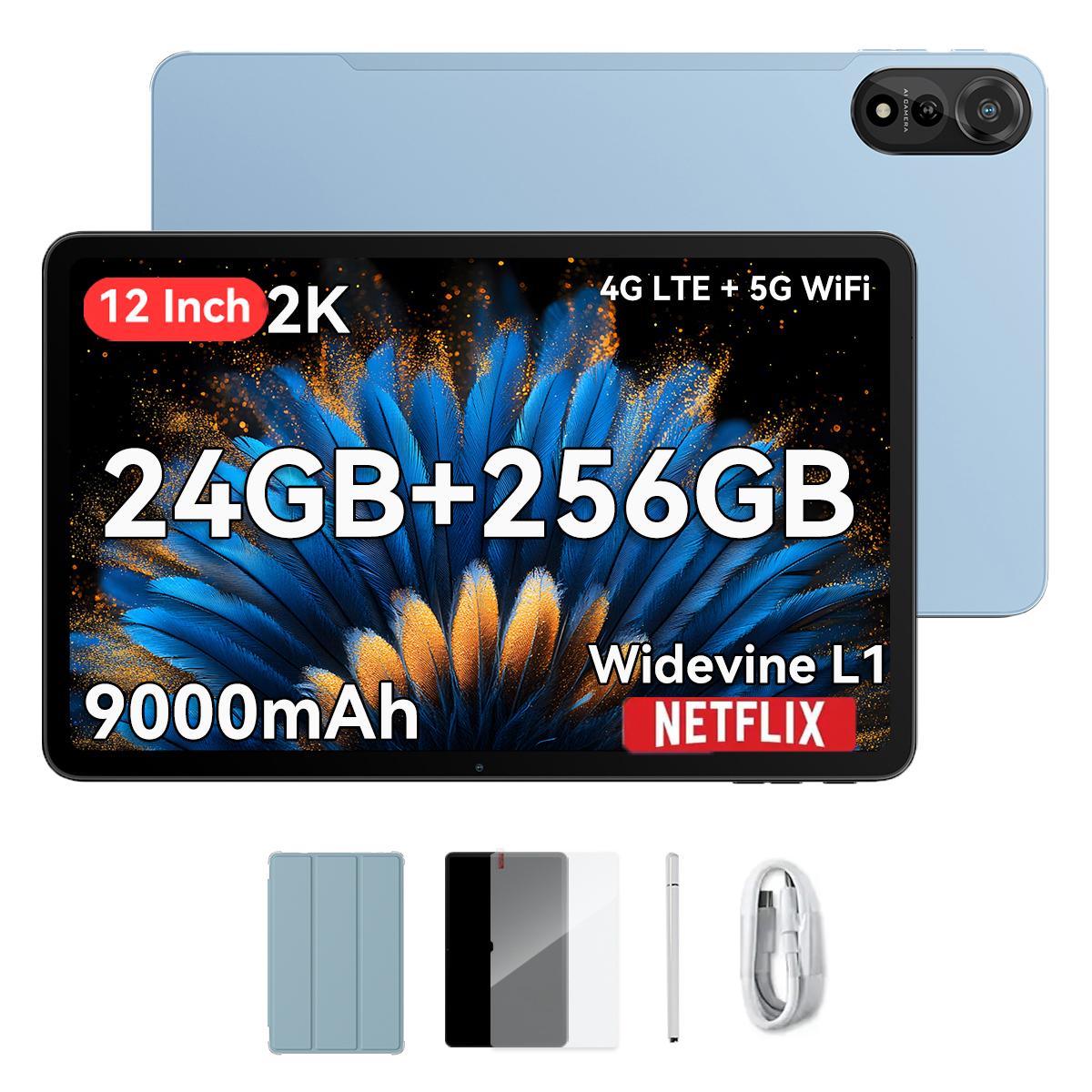 Blackview MEGA 2/MEGA 2set Tablet Android 15 4G 12 pollici 24GB/36GB RAM 256GB ROM Widevine L1 24+256 only tablet blu