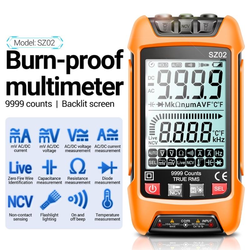 Digital Multimeter Voltage Current Resistance Tester with Flashlight NCV for Measuirng AC/for DC Voltage Current Frequen