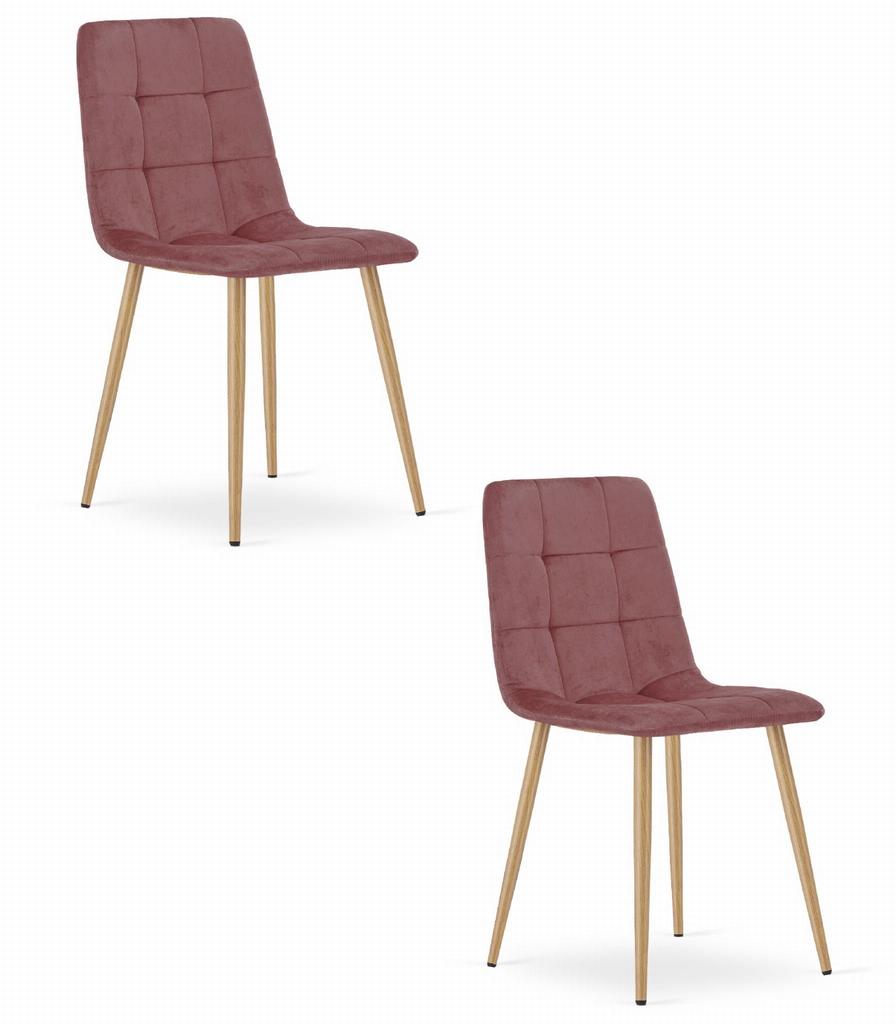 KARA Chair - Pink Velvet / Wood Color Legs X 2