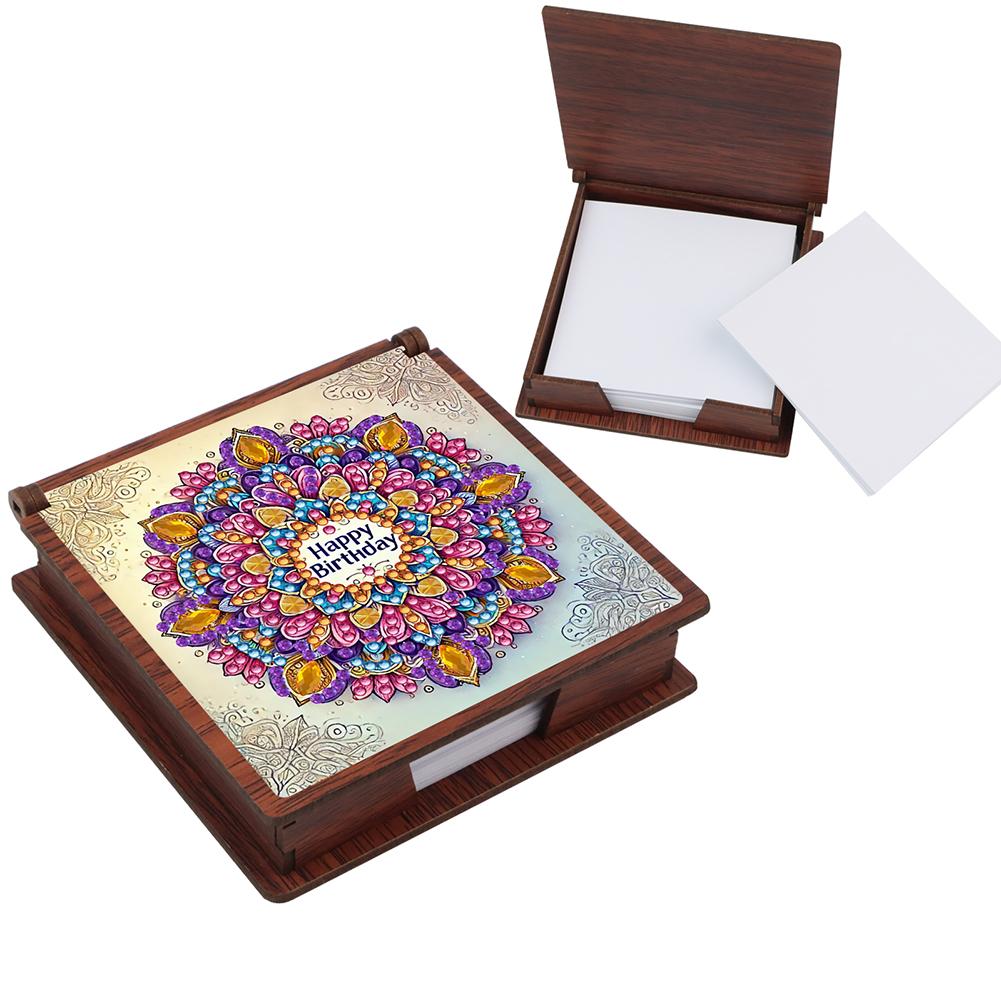 Wooden DIY Diamond Art Note Box with 160 Sheets Diamond Art Notepad Box for Home Office School Supplies Holiday Gifts