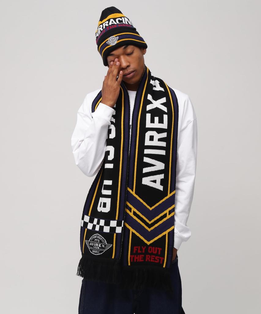 AVIREX AIR RACING CLUB LINE SOCCER MUFFLER men's F 010 black 783-5270013