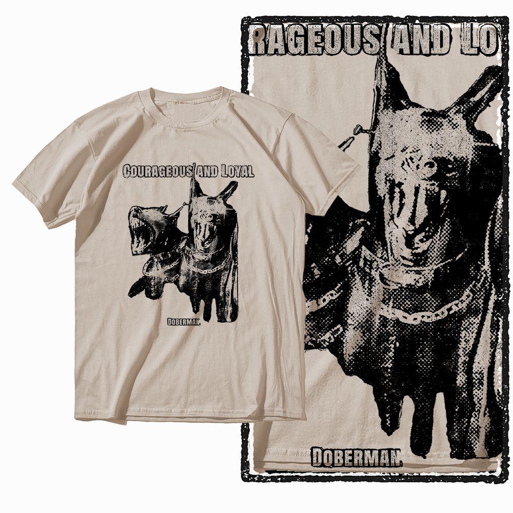 

G59 Beige Cotton Men s Streetwear Dog GraphicT-shirt | Big Size Cool Vintage O-neck men s Tee Tshirt S