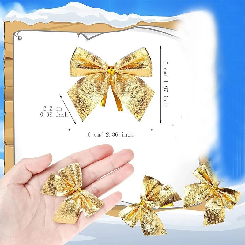 12/24/36 Stücke Weihnachtsschleife Rot Gold Mini Weihnachtsbaum Bowknot für Heimdekoration Hochzeitsdeko Navidad Neujahrsparty DIY Geschenk