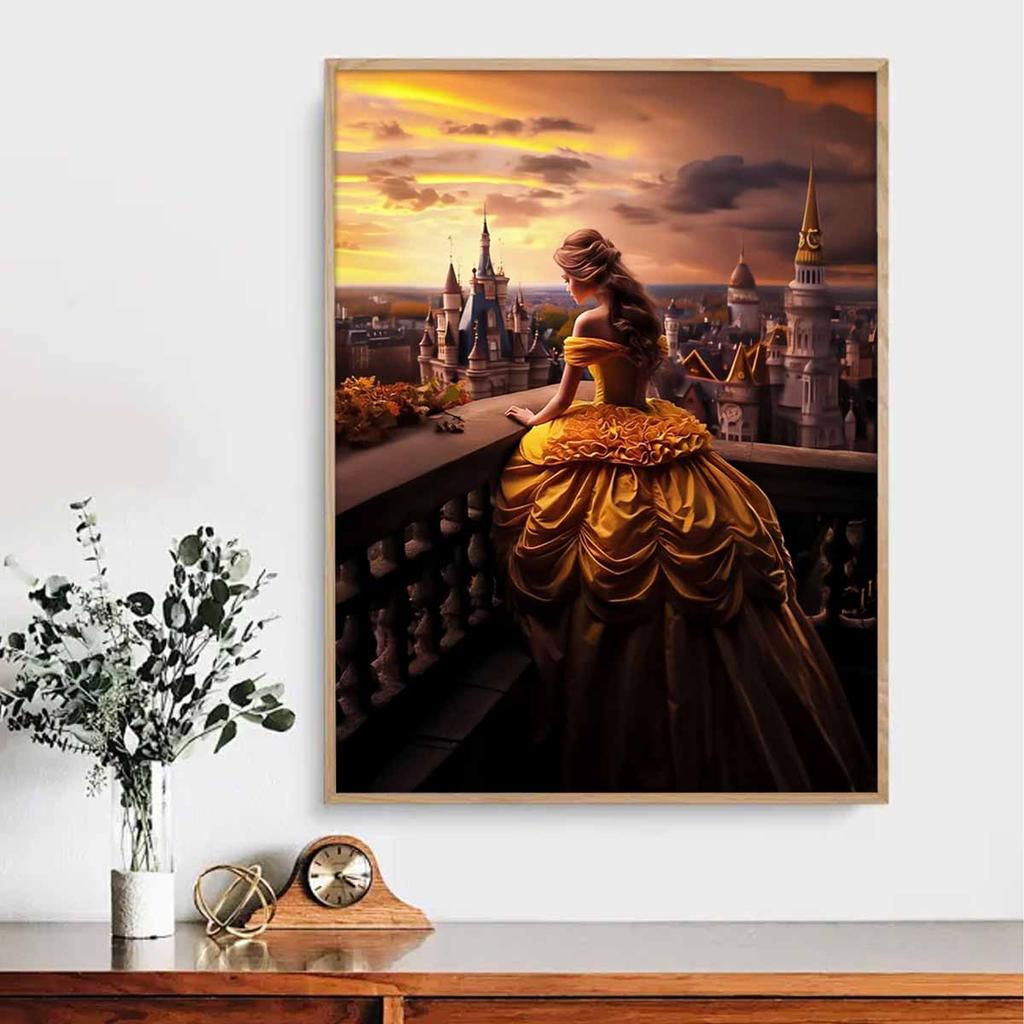 5D DIY Diamond Art Painting Kits for Adults, The Princess Looking Down Full Round Crystal Diamond Kits for Beginner for Home Wall Decorate