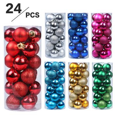 24Pcs 4cm Gold Red Metallic Plastic Ball Xmas Balls Set Ornament for Christams Tree Decor Christmas Balls Decorations Home Hanging Decorative Balls