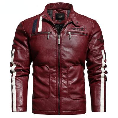 Autumn Winter Men Biker Leather Jacket Fashion Stand Collar Zipper Coat Casual Slim Windbreaker Motorcycle Faux Leather Jacket