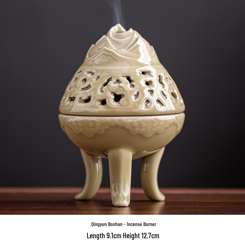 Blue Porcelain Suanni Beast Coil Incense Burner with Lid