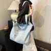 Retro American canvas bag ins style Darong student commuting literary art one-shoulder class denim one-shoulder tote bag for women