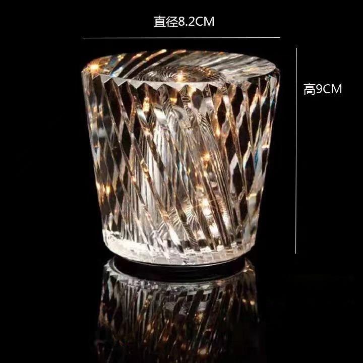 Diamond-shaped Rechargeable Night Light Crystal Atmosphere Table Lamp  for Bedroom Living Room Bar Bedside Party Decor Lighting