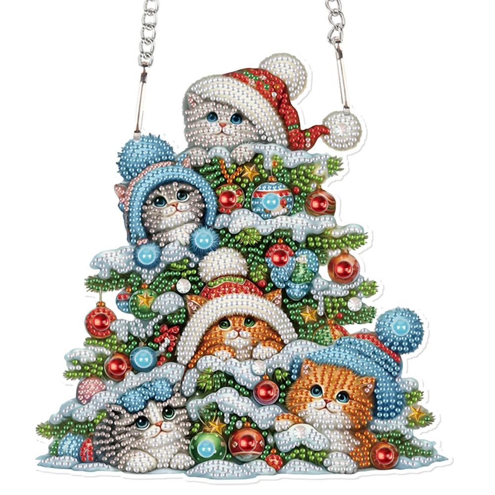 Acryl Sonderform Weihnachts-Thema 5D DIY Diamantkunst Hängedekorationen Strass Diamantkunst Fensteranhänger Heimdeko