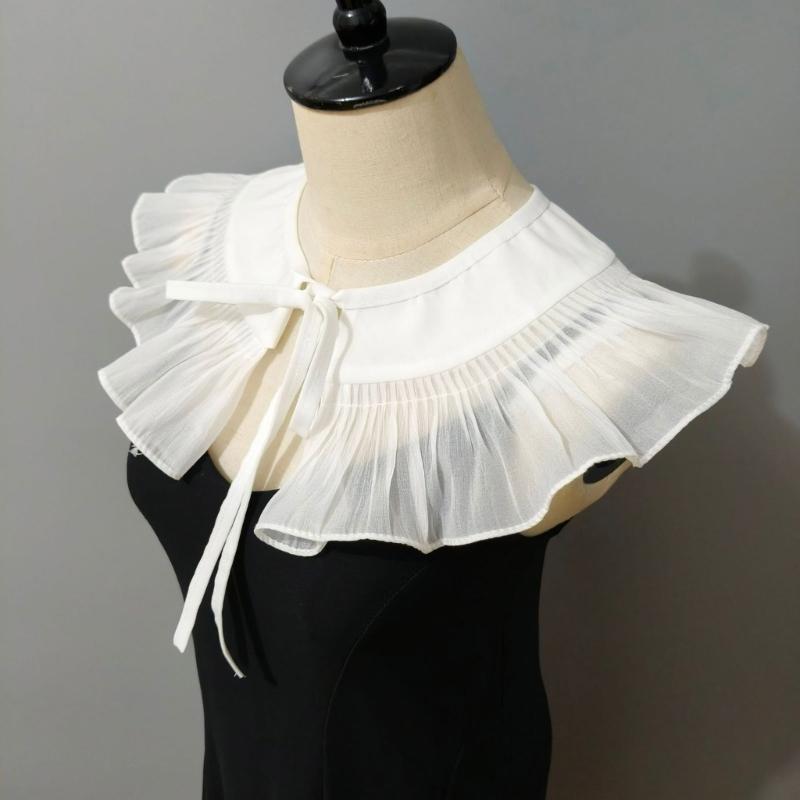Vintage Ruffle Lace Collar Detachable Faux Collar Women and Girl Neckwear Blouse Skirt Decorative Collar for Theme Event