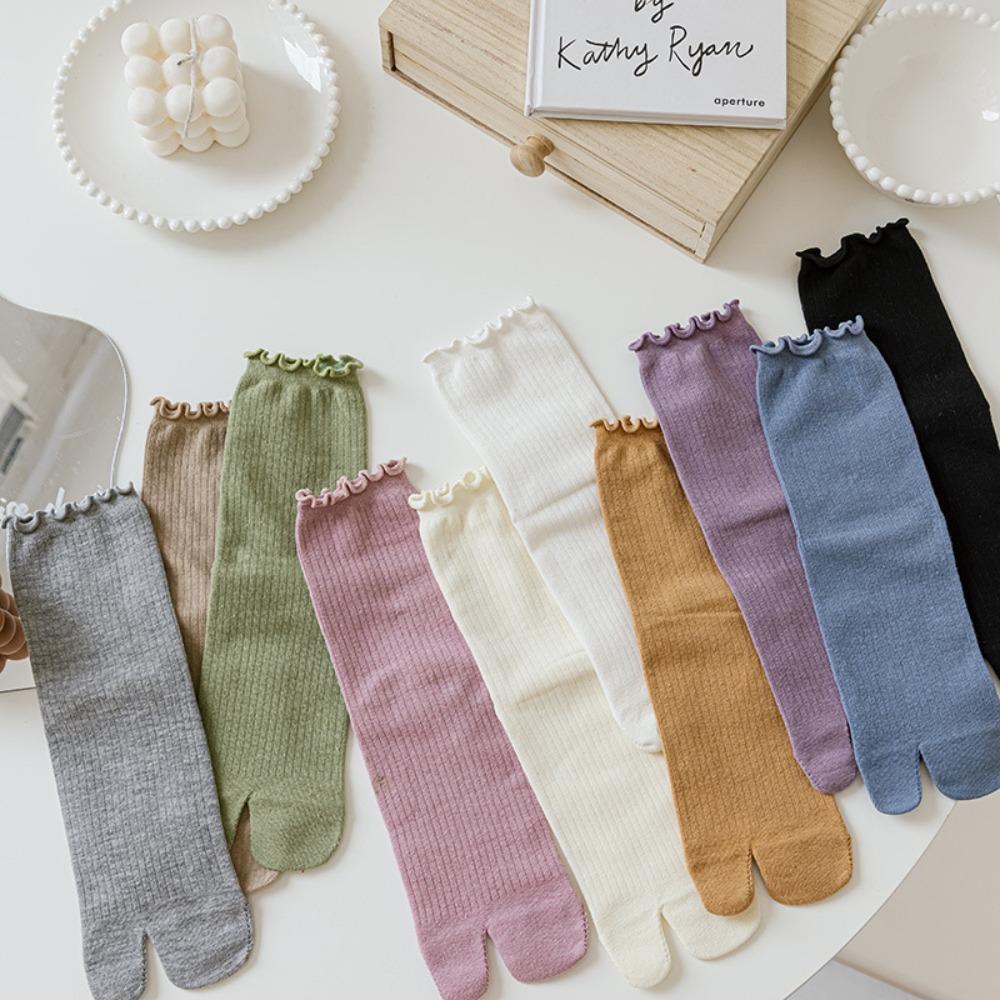 Comfortable Split Toe Socks Solid Color Tabi Sox Japanese Harajuku Two-Toed Socks  Summer