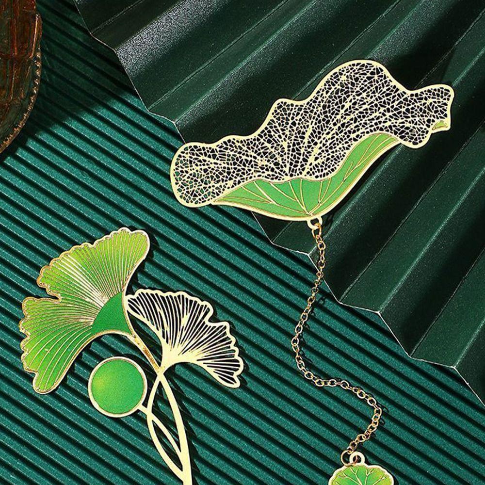 

Chinese Style Tassel Pendant Bookmark Hollowed Out Book Paginator Flower Leaves Bookmark Office