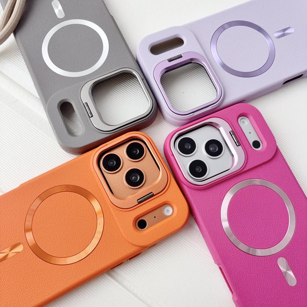 Wrist Strap Leather Textured Case For iPhone 17 Pro Max 17 pro Air 16 15 14 13 12 11 Metal Lens Bracket Magnetic Ring Cover