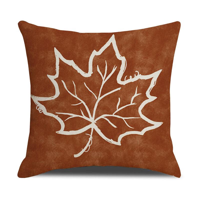 Pumpkin Maple Leaf Letter Cushion Cover Autumn Harvest Linen Print Sofa Cushion Cover Bedroom Bedside Cushion