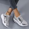 Fashion Spring Gold Mesh Casual Shoes Breathable Lace-up Wedge Platform Sneakers Women Shoes Comfortable Sports Silver Tennis Shoes