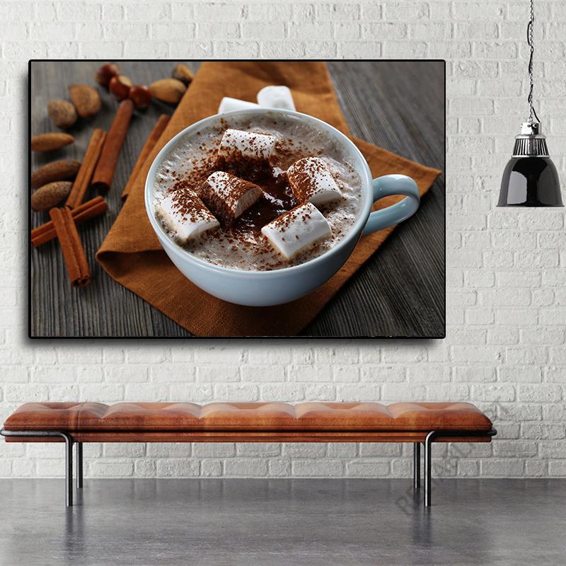 Hot Chocolate Drink HD Pictures Canvas Painting Chocolate Coffee Posters Prints for Coffee Shop Wall Decor Cuadros