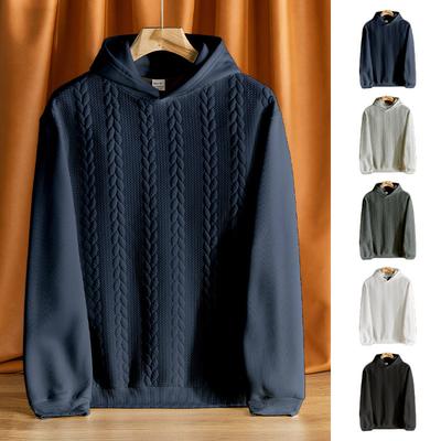 Herren Übergröße Herbst und Winter Lässig Verdickt Jacquard Spleißen Kapuzenpullover Langärmeliges Herrenoberteil