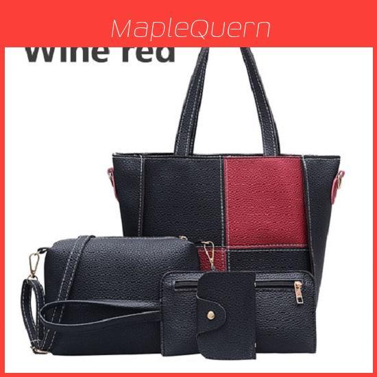 Fashion Women Splicing Color Shoulder Bag Pu Leather Handbag Holder Messenger Bag 4cs With Premium Quality Materials And Timeless Design