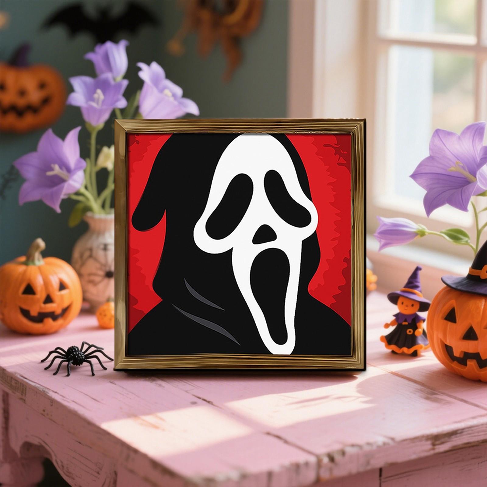 

Halloween Photo Frame Decorative Painting, Scary Skeleton Man Festival Costume Wooden Decorative Painting One Size