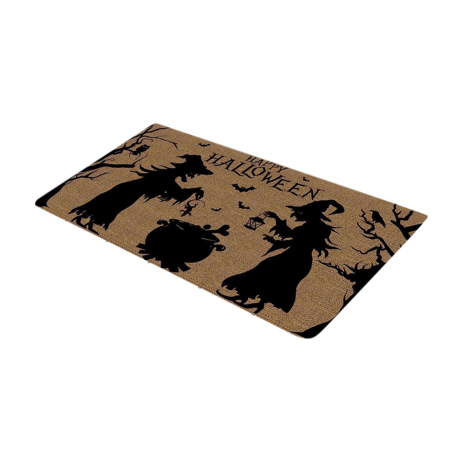 

Halloween Terror Crystal Velvet Floor Mat, Bats Pumpkin, Entry Entrance, Entrance Floor Mat One Size