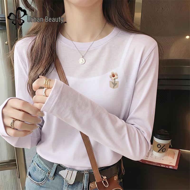 

Women s Snowflake Cotton Long Sleeve Round Neck T-Shirt S