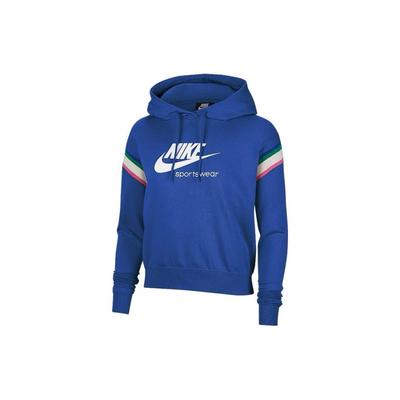 Logo American Vintage Print Color Block Sleeve Hoodie Women Hoodies Blue CU5924-480