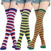 Barva pruhované dámské módní ponožky nad kolena udržují teplo Sexy tenké punčochy