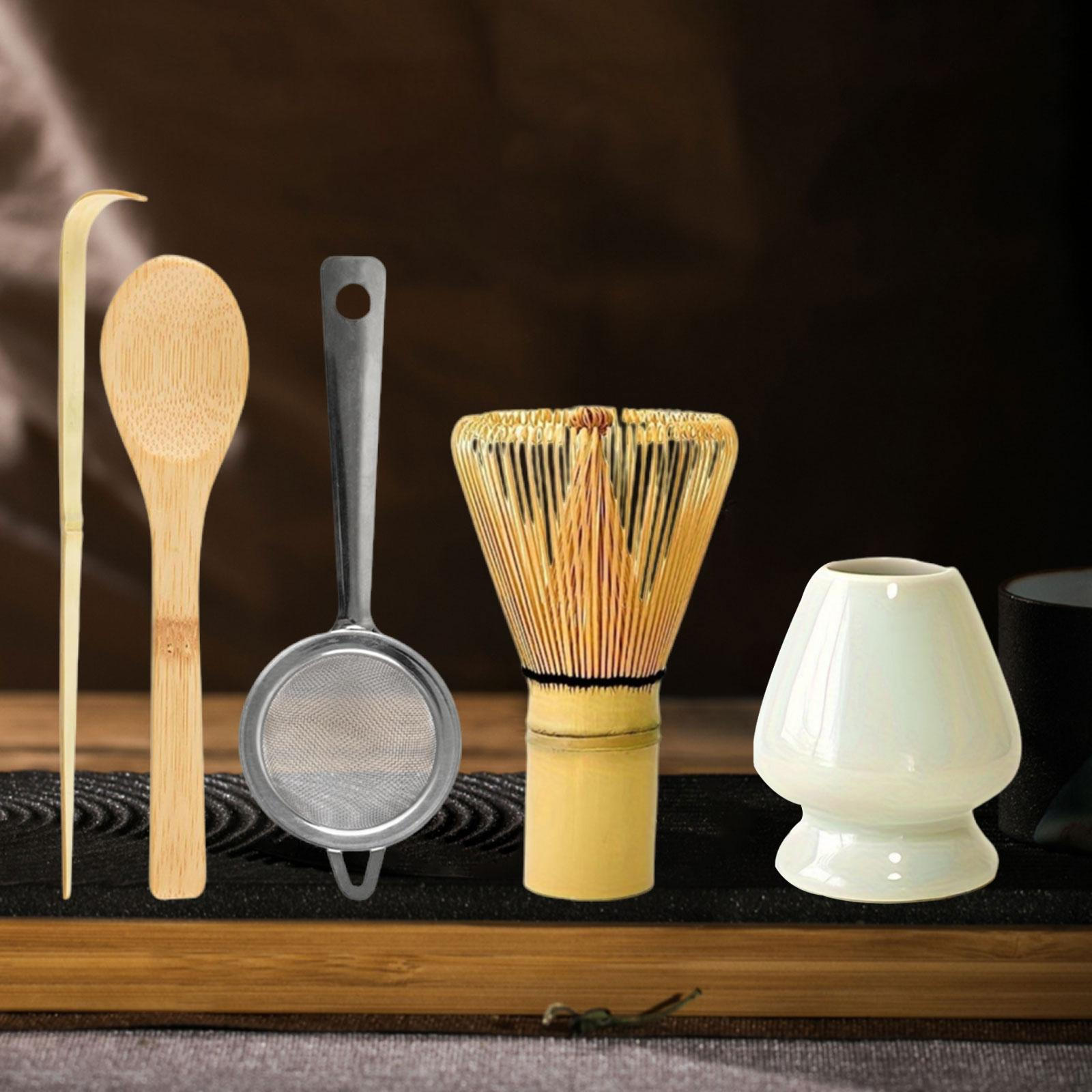 

Matcha Whisk Set Complete Kit 5Pcs Tools for Japanese Tea Ceremony білий
