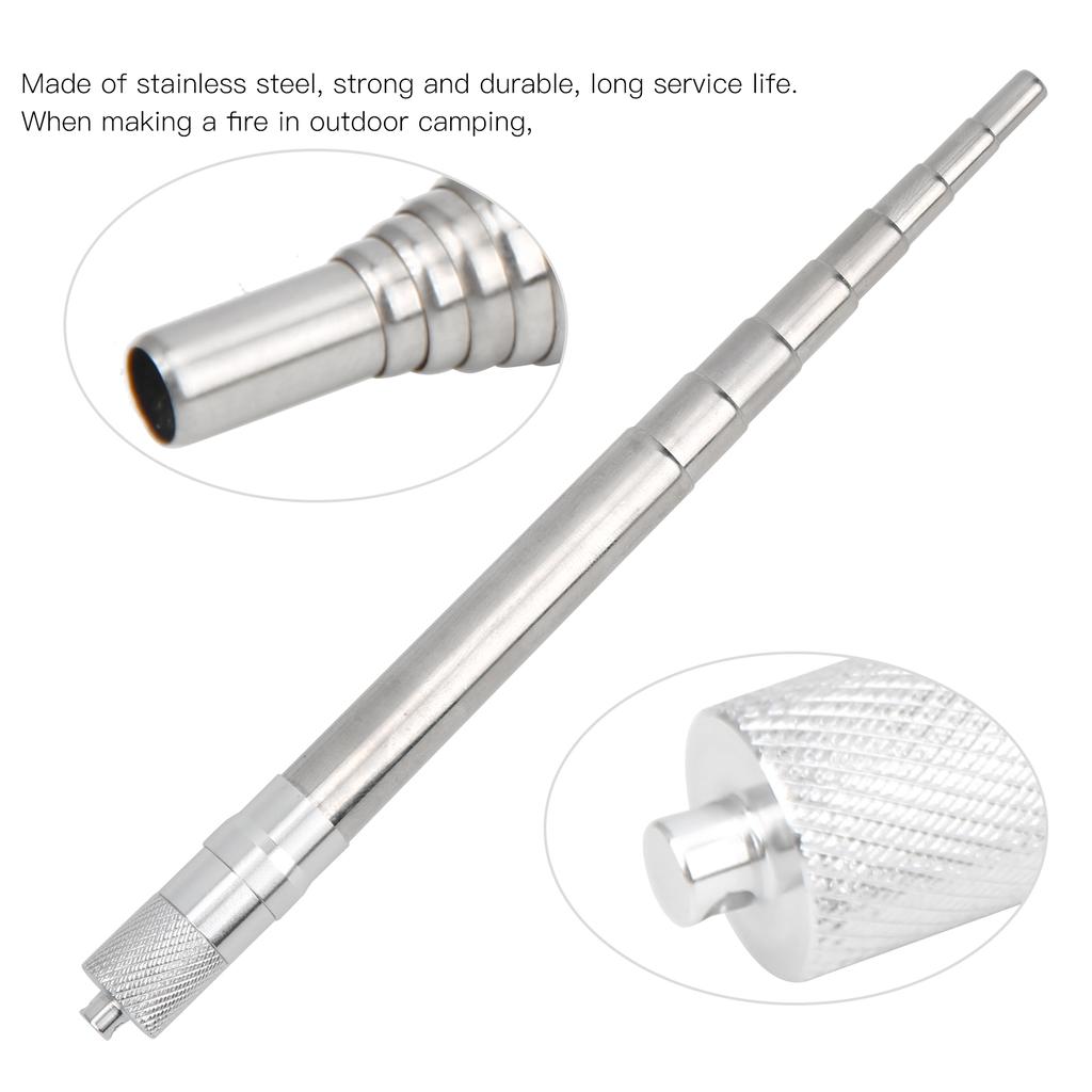 Outdoor Camping Ausrüstung Edelstahl Feuerwerkzeug Blasebalg Teleskopisches Blasrohr Feuerzeug