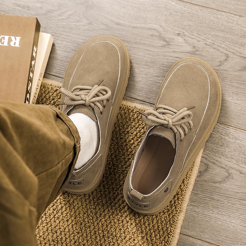 Men's Wide Toe Barefoot Shoes Classic Retro Casual Shoes Lightweight Outdoor Sports Walking Shoes Khaki Thick Soled Work Shoes