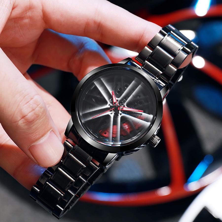 Sports Car Wheel Hub Rotatable Watch Men'S Wheel Quartz Watch Fashion Trendy Men'S Watch