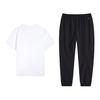 Li-Ning Fashion Short Sleeve Cultural Shirt T-Shirt Comfortable Casual Pants Sports Suit Men suit Standard-White Black W873-1+V809-1