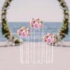 3-Piece Acrylic Wedding Flower Stand Set, Modern Rectangular Floral Display Rack, 60cm 80cm 100cm Tiered Centerpiece Holder