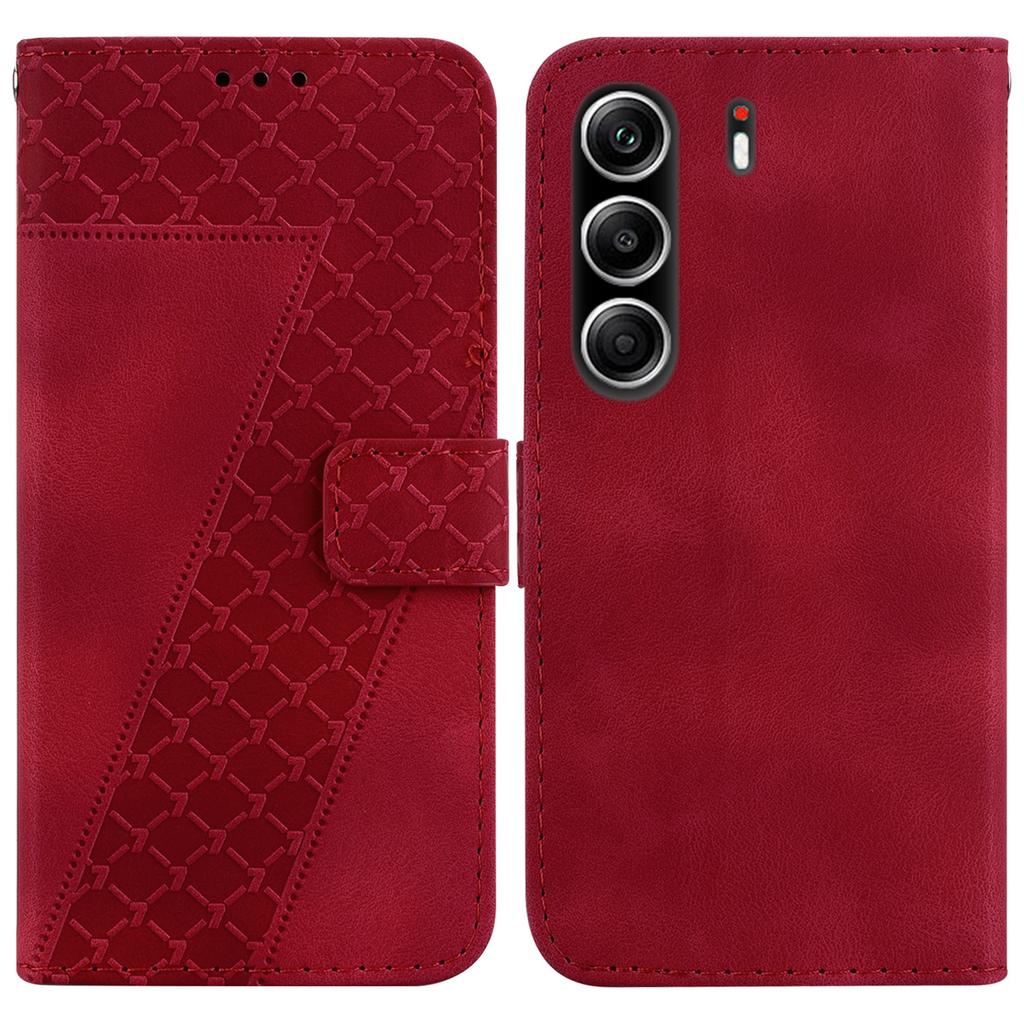 For TECNO Camon 40 Pro 5G/4G Stand Case 7-Shaped Pattern Imprint Leather Phone Cover with Strap