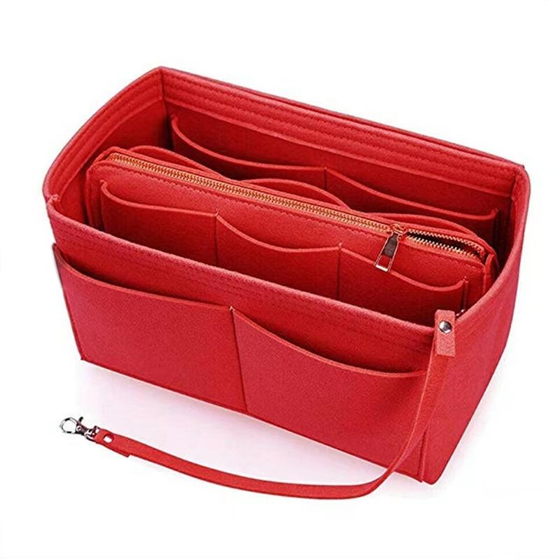 Solid Color Zippered Felt Cosmetic Bag - Large Capacity, Travel Wash Bag, Medium Size Customizable 24x13x15cm