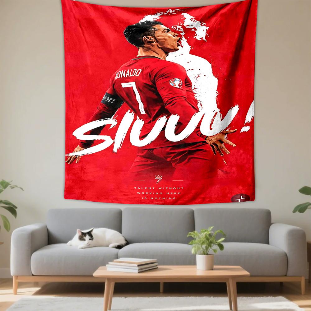 Red footballer number 7 celebration gesture patterned tapestry for bedroom and living room home decor sofas
