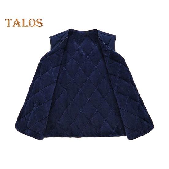 Men Waistcoat V-Neck Sleeveless Solid Color Single Breasted Vest Coat with Pockets Thickened Plush Lining Quilted Bottoming Vest Jacket