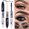 2 I 1 Svart Mascara Vattenfast Silk Fiber Volym Dubbel effekt Långvarig Curling Eyes Makeup