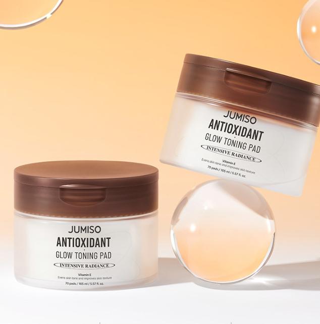 JUMISO Antioxidant Glow Toning Pads 70pcs – Hydrating & Brightening Care