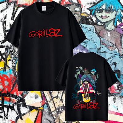 2025 Summer Rock Band Gorillaz Graphic Men Women Hip Hop Gothic Pop Music 100 Pure Cotton Printed High Quality Tshirt Tops