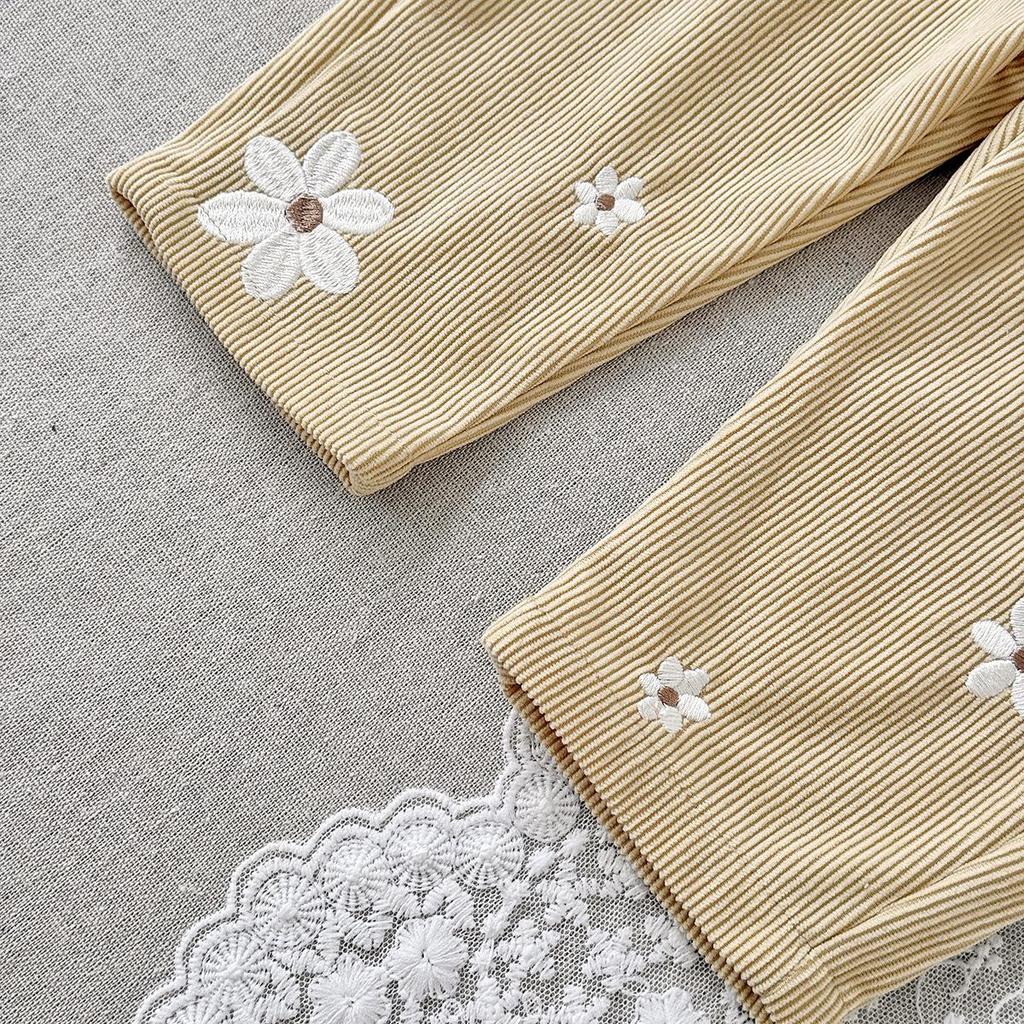 Korean Style Floral Embroidered Girls' Overalls - Cute Baby Jumpsuit for Spring & Autumn