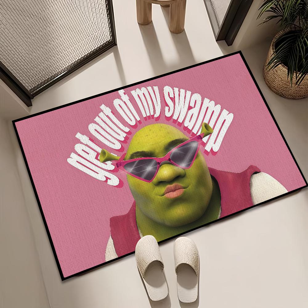funny Classic Home Bedside Rug Kitchen Bath Floor Mat Hallway Balcony Carpet Green Face Entrance Doormat hogar Decor s-Shreks