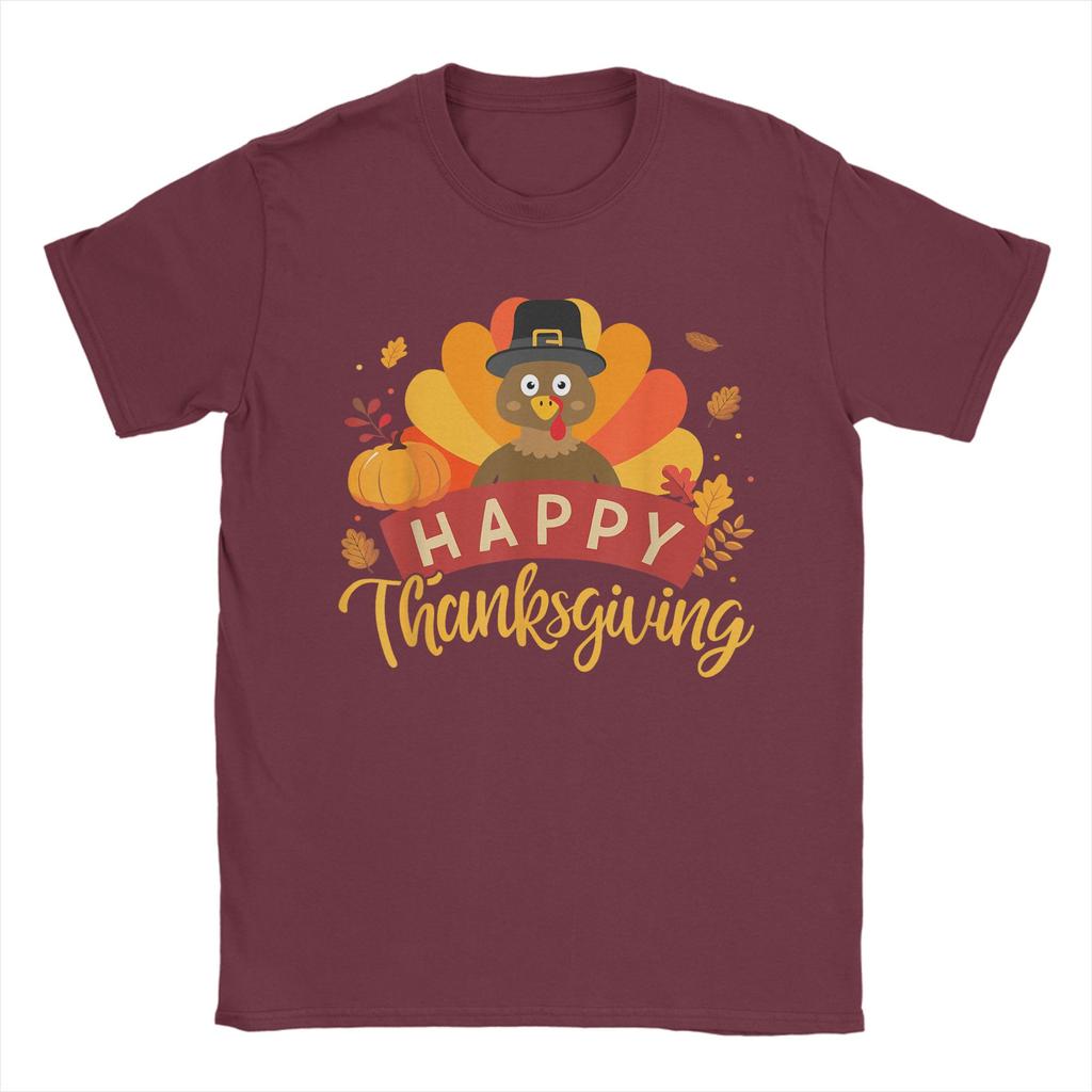 Happy Thanksgiving Turkey for Family Dinner Feast Men T Shirts Funny Tee Shirt Short Sleeve O Neck TShirts 100 Cotton Clothes