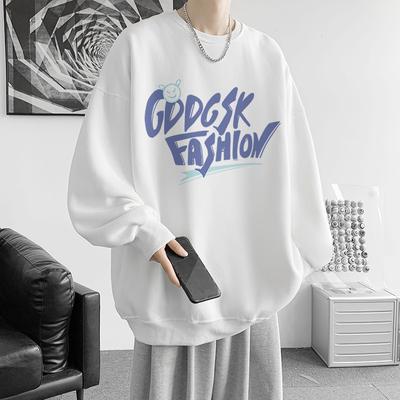 Svetr Pánský Kulatý Výstřih Podzim Teenager, Trendy Dlouhý Rukáv Nový Volný Ležérní Podzimní Oblečení Pánský Pulovr