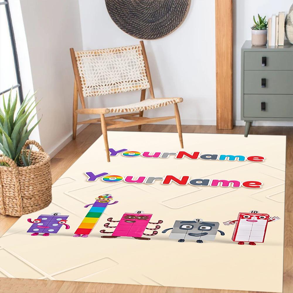 Numberblocks Customized Name Carpet Suitable for Study room Entryway Dormitory Bedrooms Antislip Carpet Anime Office Decor Best for Christmas